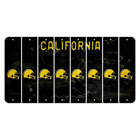 California Black Cut License Plate Strips (Set of 8) Football Helmet