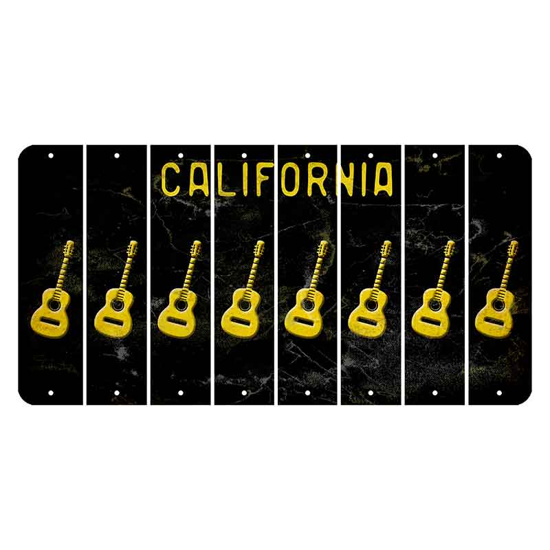 California Black Cut License Plate Strips (Set of 8) Guitar