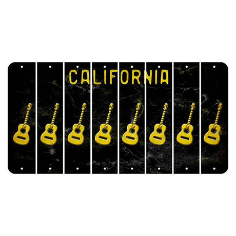 California Black Cut License Plate Strips (Set of 8) Guitar