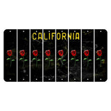 California Black Cut License Plate Strips (Set of 8) Red Rose