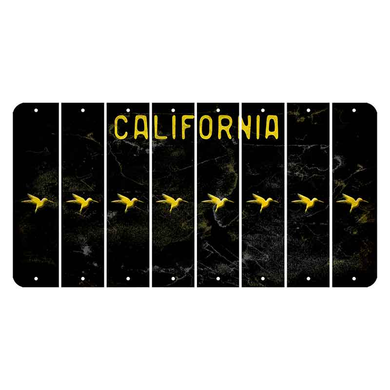 California Black Cut License Plate Strips (Set of 8) Hummingbird