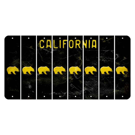 California Black Cut License Plate Strips (Set of 8) Bear