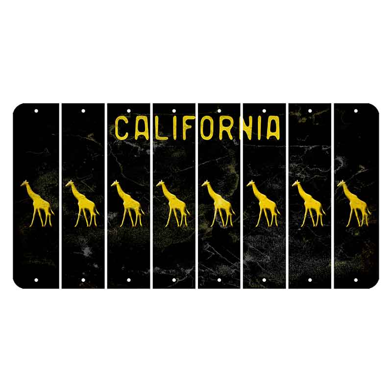 California Black Cut License Plate Strips (Set of 8) Giraffe
