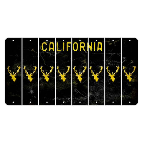 California Black Cut License Plate Strips (Set of 8) Elk