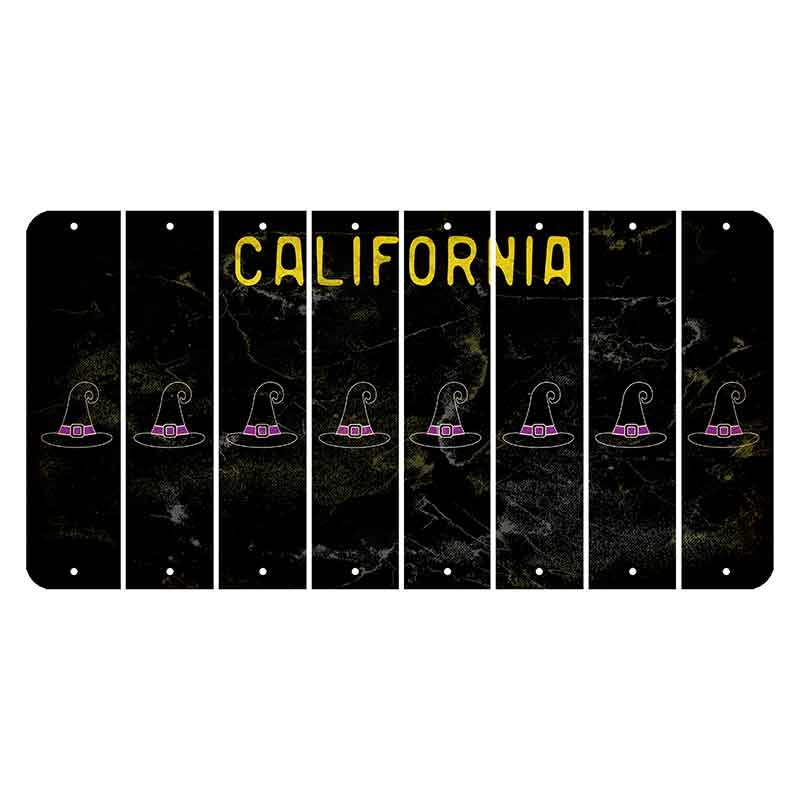 California Black Cut License Plate Strips (Set of 8) Wine Glass
