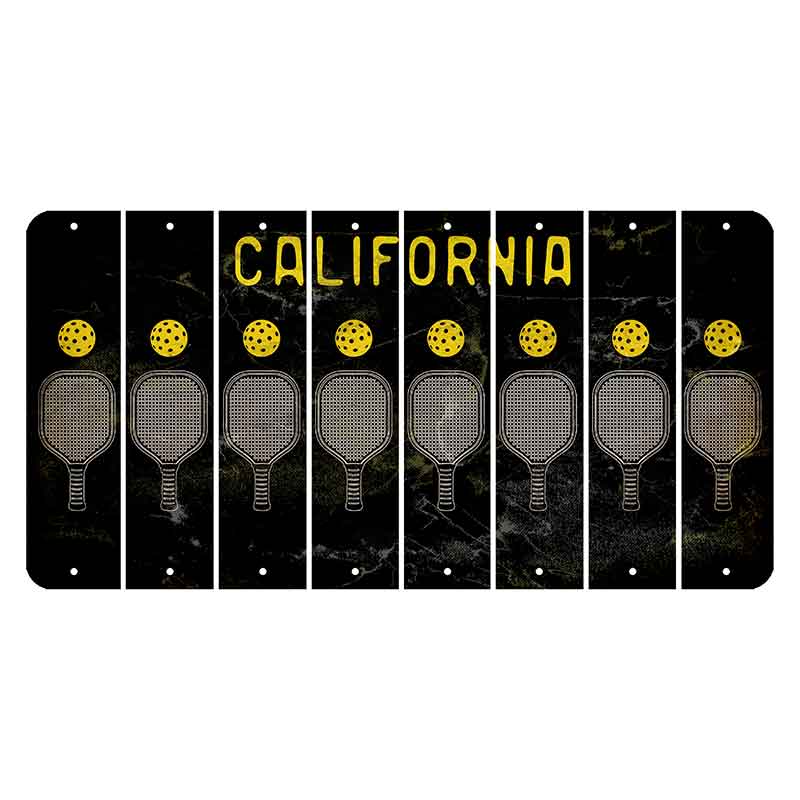 California Black Cut License Plate Strips (Set of 8) Pickleball