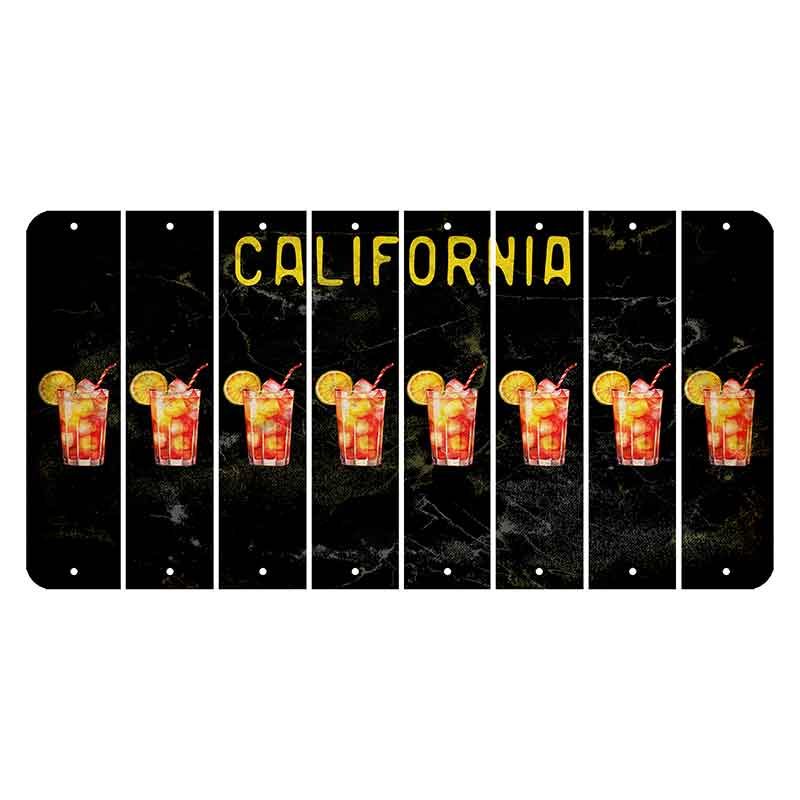 California Black Cut License Plate Strips (Set of 8) Cocktail