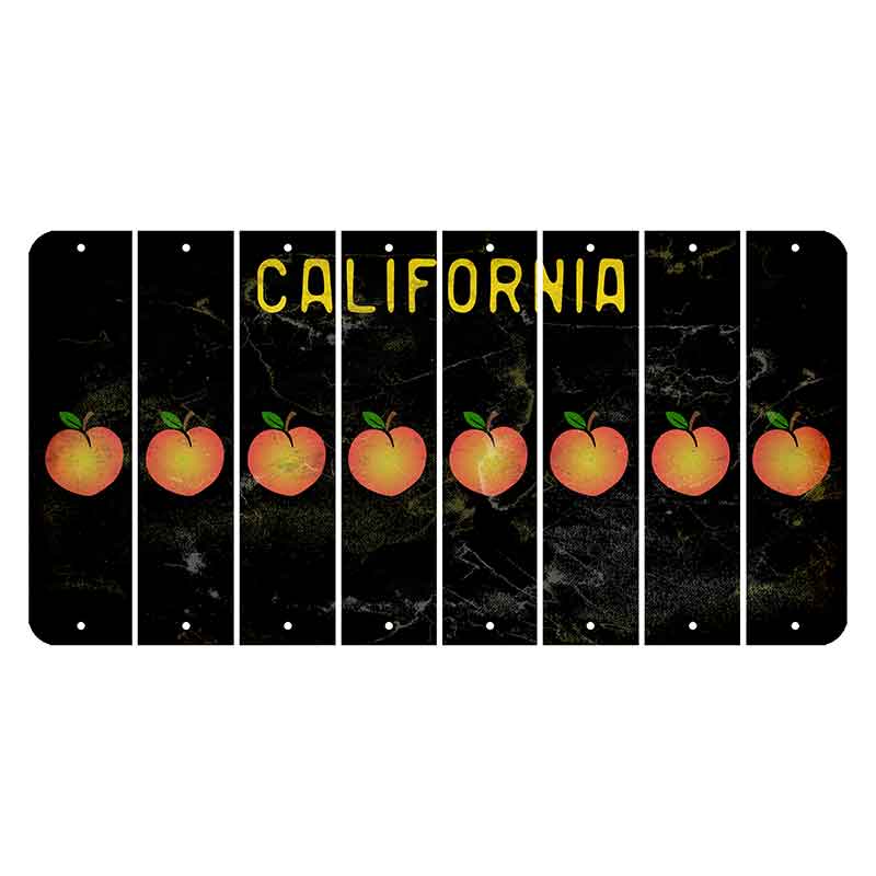 California Black Cut License Plate Strips (Set of 8) Peach
