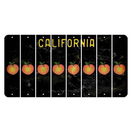 California Black Cut License Plate Strips (Set of 8) Peach