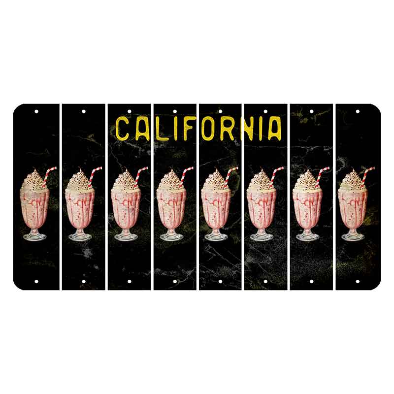 California Black Cut License Plate Strips (Set of 8) Milkshake