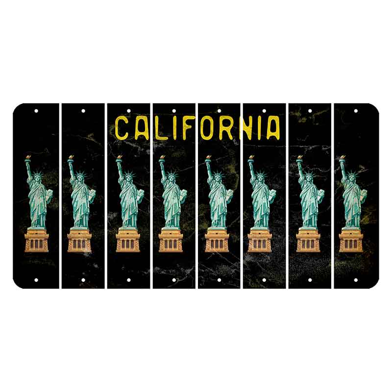 California Black Cut License Plate Strips (Set of 8) State Silhouette