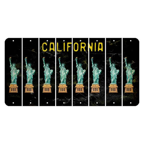 California Black Cut License Plate Strips (Set of 8) State Silhouette