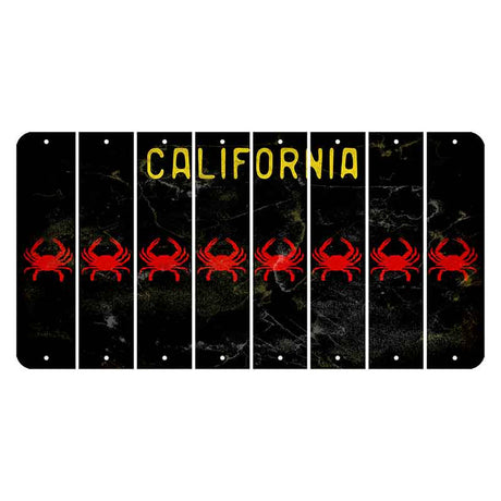 California Black Cut License Plate Strips (Set of 8) Crab