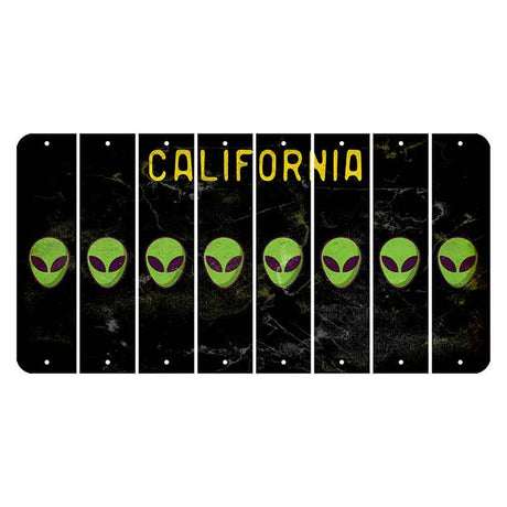 California Black Cut License Plate Strips (Set of 8) Alien