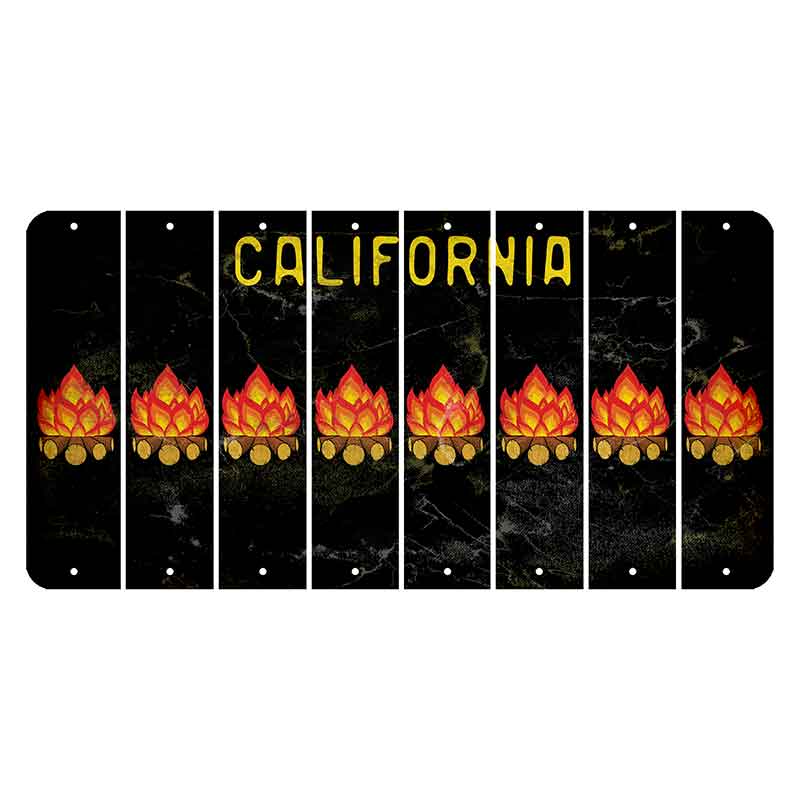 California Black Cut License Plate Strips (Set of 8) Campfire