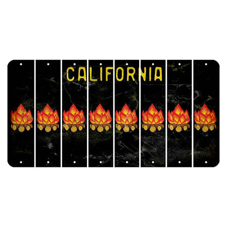 California Black Cut License Plate Strips (Set of 8) Campfire