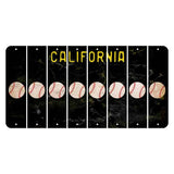 California Black Cut License Plate Strips (Set of 8) Baseball