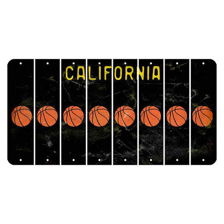 California Black Cut License Plate Strips (Set of 8) Basketball