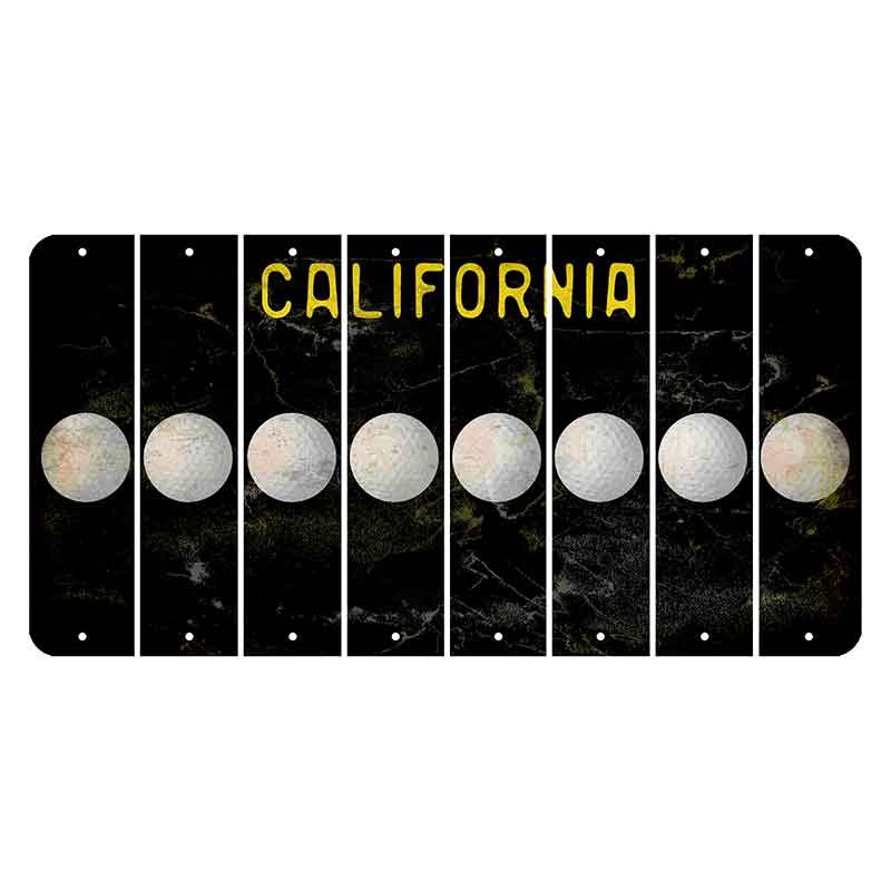 California Black Cut License Plate Strips (Set of 8) Golfball
