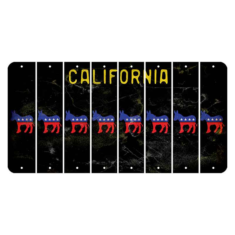 California Black Cut License Plate Strips (Set of 8) Democrat