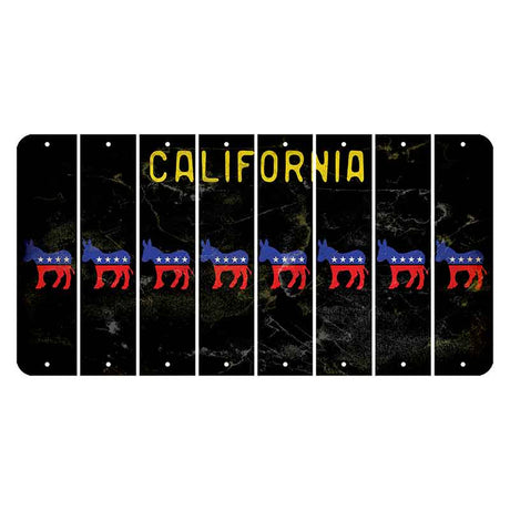 California Black Cut License Plate Strips (Set of 8) Democrat