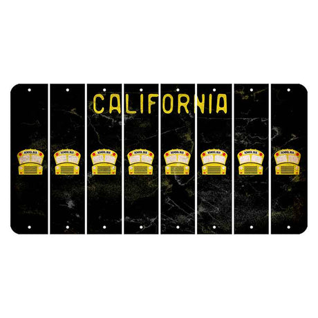 California Black Cut License Plate Strips (Set of 8) School Bus