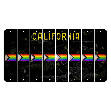 California Black Cut License Plate Strips (Set of 8) LGBTQ Flag