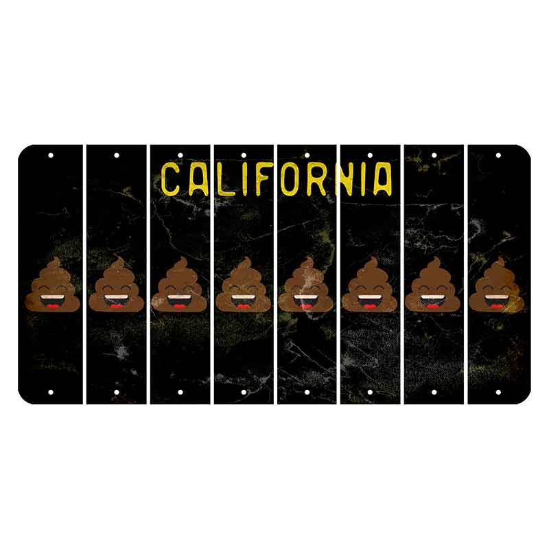 California Black Cut License Plate Strips (Set of 8) Emoji - Poop