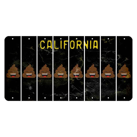 California Black Cut License Plate Strips (Set of 8) Emoji - Poop