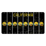 California Black Cut License Plate Strips (Set of 8) Emoji - Laughing