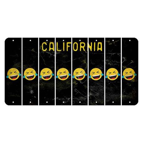 California Black Cut License Plate Strips (Set of 8) Emoji - Laughing