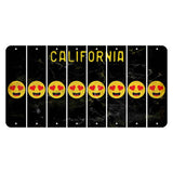 California Black Cut License Plate Strips (Set of 8) Emoji - Heart Eyes