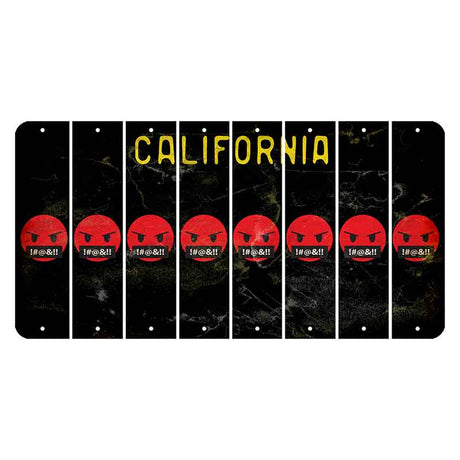 California Black Cut License Plate Strips (Set of 8) Emoji - Pissed