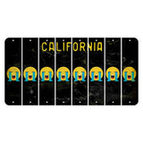 California Black Cut License Plate Strips (Set of 8) Emoji - Crying