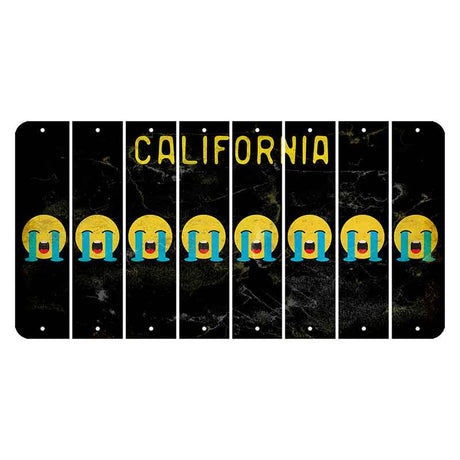 California Black Cut License Plate Strips (Set of 8) Emoji - Crying