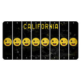 California Black Cut License Plate Strips (Set of 8) Emoji - Winking