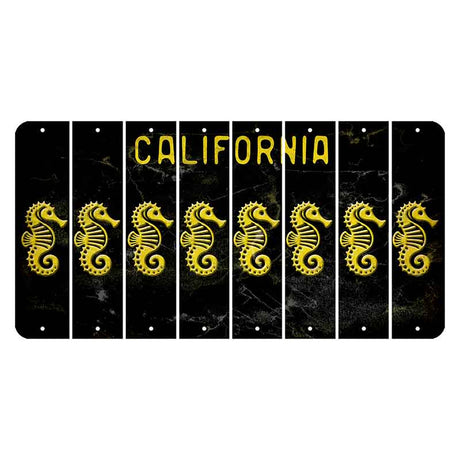 California Black Cut License Plate Strips (Set of 8) Seahorse
