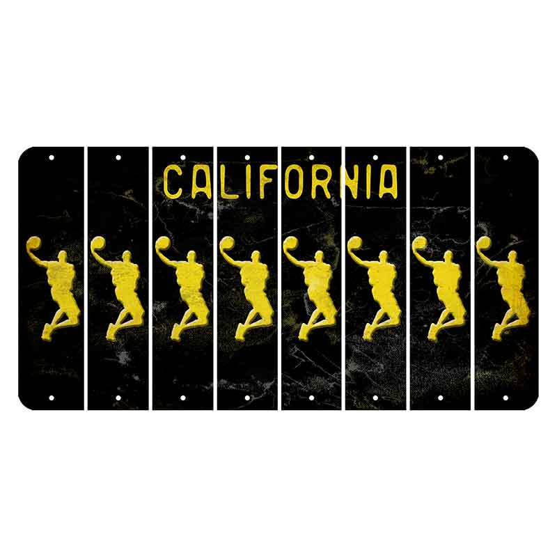 California Black Cut License Plate Strips (Set of 8) Basketball Player