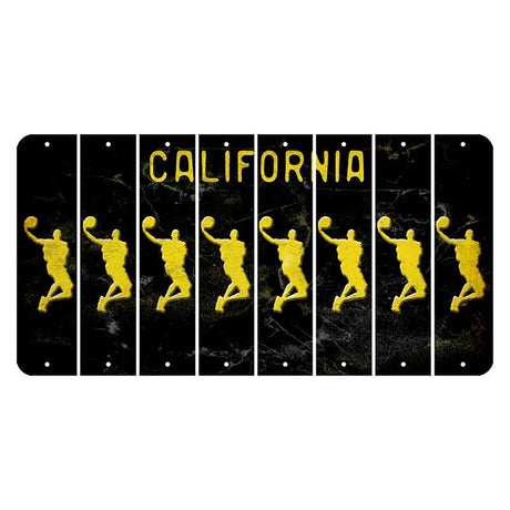California Black Cut License Plate Strips (Set of 8) Basketball Player