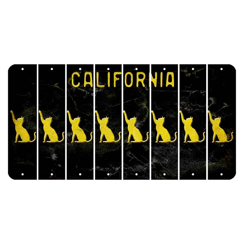 California Black Cut License Plate Strips (Set of 8) Cat