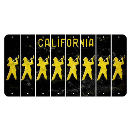 California Black Cut License Plate Strips (Set of 8) Fireman with Axe