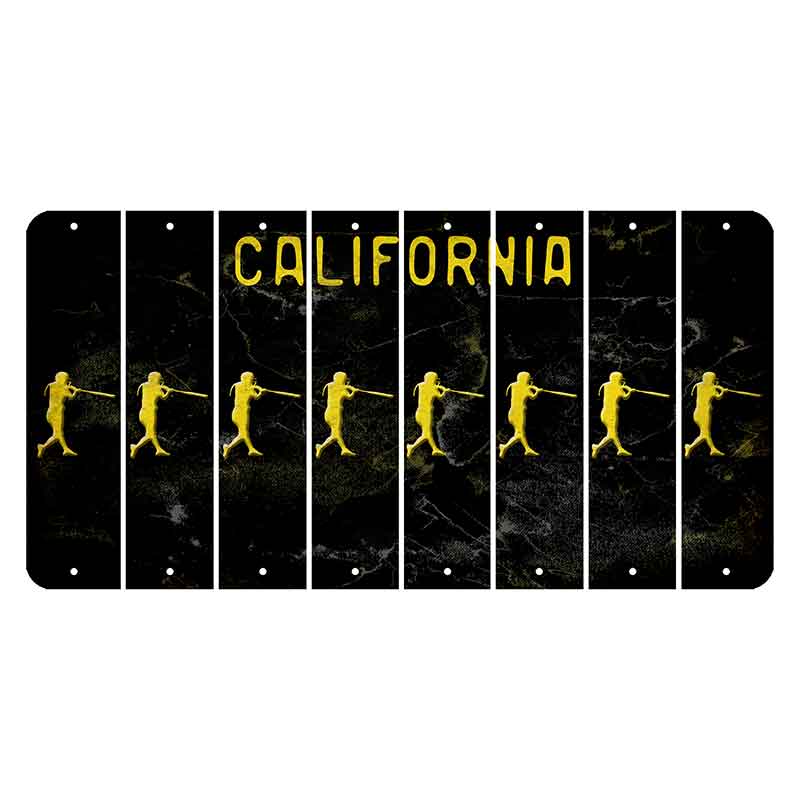 California Black Cut License Plate Strips (Set of 8) Softball