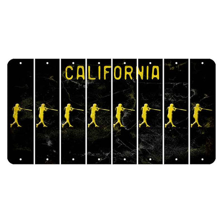 California Black Cut License Plate Strips (Set of 8) Softball
