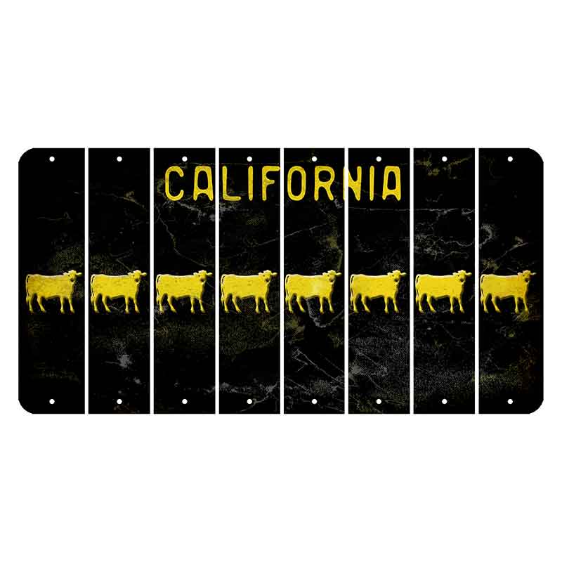 California Black Cut License Plate Strips (Set of 8) Dairy Cow