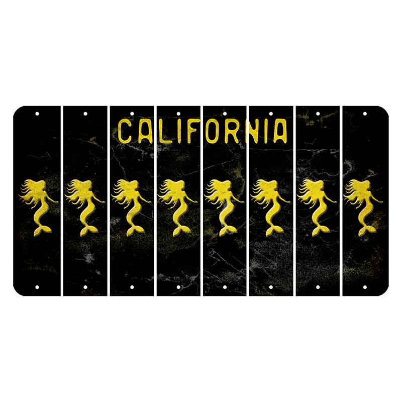 California Black Cut License Plate Strips (Set of 8) Mermaid