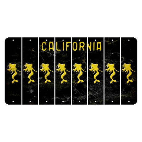 California Black Cut License Plate Strips (Set of 8) Mermaid