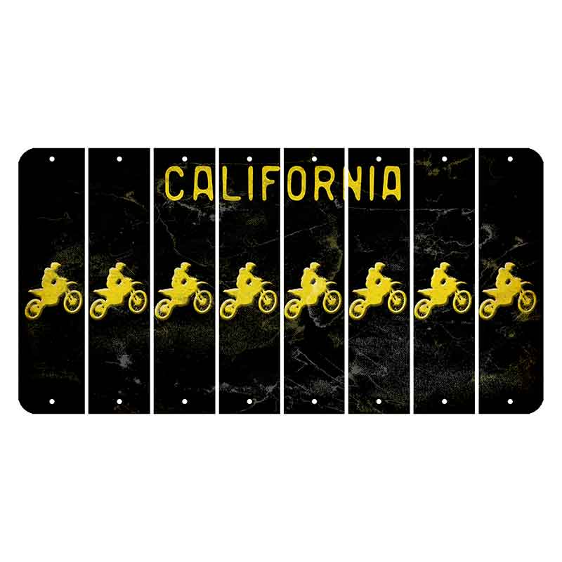 California Black Cut License Plate Strips (Set of 8) Dirtbike Rider