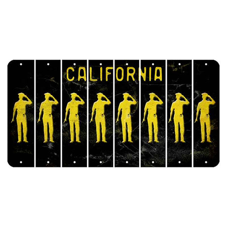 California Black Cut License Plate Strips (Set of 8) Police Officer