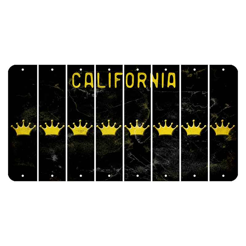 California Black Cut License Plate Strips (Set of 8) Crown