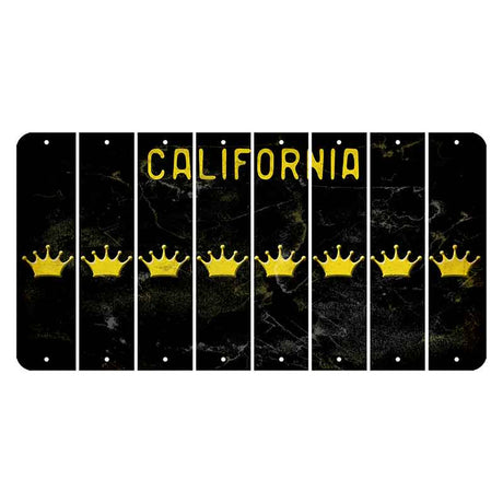 California Black Cut License Plate Strips (Set of 8) Crown